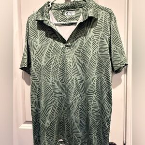 Yatta Golf Leaf Print Performance Polo Shirt Green Men’s S